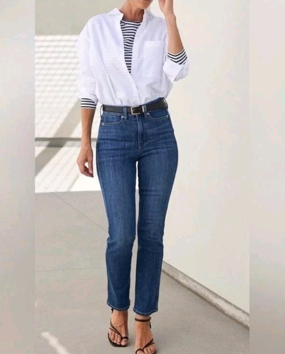 AYR The Pop Blue Cotton Straight Crop Jeans 29